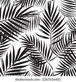 Brush Drawn Palm Leaves in an Abstract Tropical Foliage Background Seamless Pattern. Grunge Texture of Tropical Leaves. Exotic Branches in a Foliage Ornament. Vector Natural Seamless Pattern.
