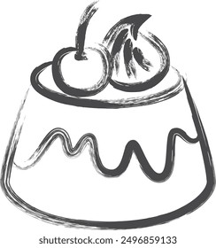 Brush drawn sweets illustration pudding