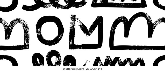 Brush drawn various geometric figures seamless pattern. Abstract doodle objects and shapes. Childish style seamless pattern with different modern geometric elements. Vector circles and swirls.