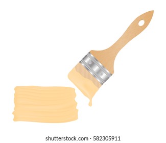 Brush with dripping paint and brush stroke vector illustration 
