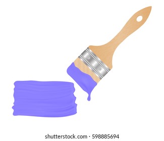 Brush with dripping paint and brush stroke vector illustration