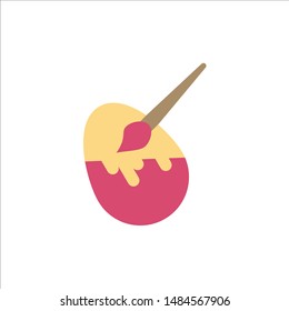 Brush, Easter, Egg, Painting  Flat Color Icon. Vector icon banner Template. Vector Icon Template background