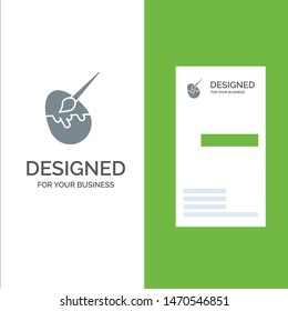 Brush, Easter, Egg, Painting Grey Logo Design and Business Card Template. Vector Icon Template background
