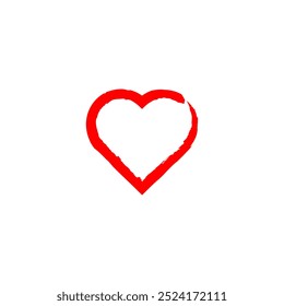 Brush effect red color heart icon vector isolated on white background