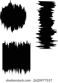 Brush effect set of black ink splashes