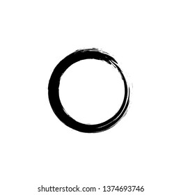 Brush enso. Zen circle. Hand paint. Vector design. Calligraphic element. Stroke enso symbol. Logo, emblem design. Watercolor round element. Ink circle.