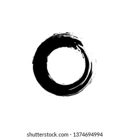 Brush enso. Zen circle. Hand paint. Vector design. Calligraphic element. Stroke enso symbol. Logo, emblem design. Watercolor round element. Ink circle.