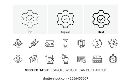 Brush, Execute and Report line icons. Pack of Fingerprint access, Dollar money, Buying accessory icon. Touchscreen gesture, Clean bubbles, Website search pictogram. Eye laser, Mattress. Vector