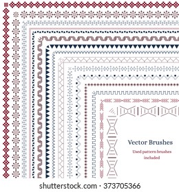 Brush with external and internal corners. Geometric brushes to decorate your design. Swirls, arrows, ornaments. Used pattern brushes included. Veterna illustration. African motifs