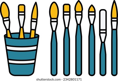 Icono relleno del pincel, Ilustración del pincel, 
