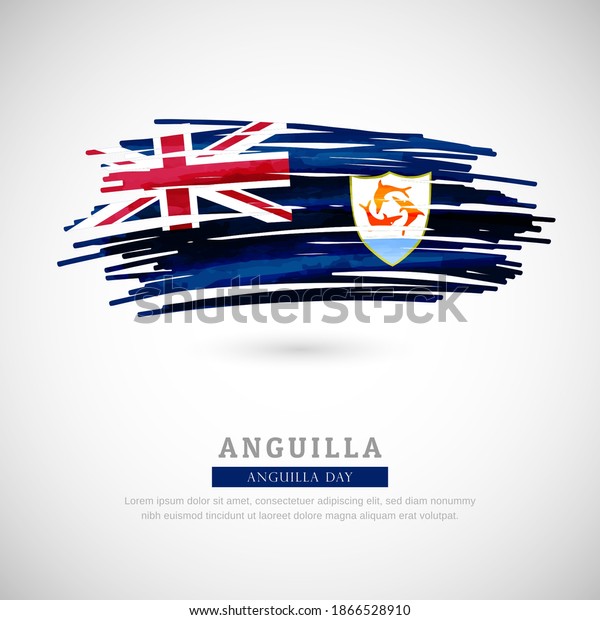 Brush Flag Anguilla Country Happy Anguilla Stock Vector Royalty Free