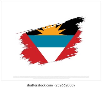 Brush flag of Antigua and Barbuda on a white background, National Day of Antigua and Barbuda, Antigua and Barbuda, Editable Vector illustration of Antigua and Barbuda flag, Independence Day