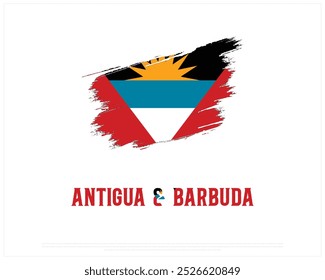 Pincele a bandeira de Antígua e Barbuda sobre um fundo branco, Dia Nacional de Antígua e Barbuda, Antígua e Barbuda, ilustração vetorial editável de Antígua e Barbuda, Dia da Independência