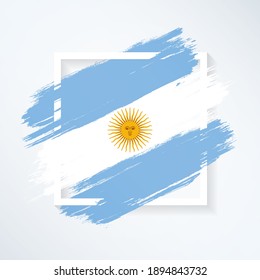 Brush flag of Argentina with grunge abstract brush stroke on white frame background