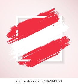 Brush flag of Austria with grunge abstract brush stroke on white frame background