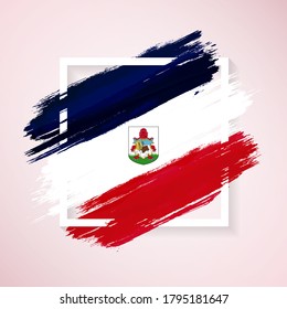 Pinselflagge auf Bermuda mit farbigem abstraktem Pinselstrich auf weißem Hintergrund