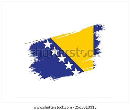 Brush flag of BOSNIA AND HERZEGOVINA on a white background, Editable Vector illustration of BOSNIA AND HERZEGOVINA flag, National Day design, Brush Flag of Bosnia and Herzegovina flat design