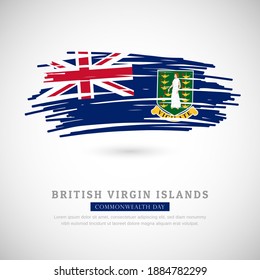 Brush flag of British Virgin Islands country. Happy commonwealth day of British Virgin Islands with grungy flag background