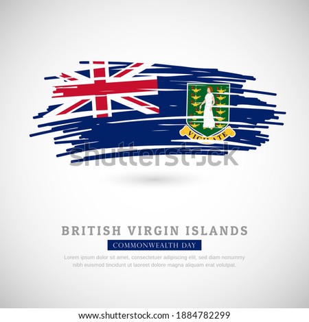 Brush flag of British Virgin Islands country. Happy commonwealth day of British Virgin Islands with grungy flag background