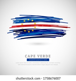Brush flag of Cape Verde country. Happy independence day of Cape Verde with grungy flag background