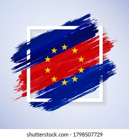 Bandera del pincel de Cabo Verde con pinza gruesa abstracta del pincel sobre fondo del marco blanco