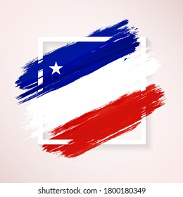 Brush flag of Chile with grunge abstract brush stroke on white frame background