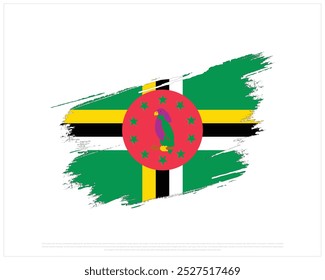 Bandeira de escova de Dominica em um fundo branco, Dia Nacional de Dominica, Dominica, ilustração vetorial editável da bandeira de Dominica, projeto do Dia da Independência