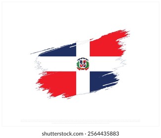 Brush flag of DOMINICAN REPUBLIC on a white background, Editable Vector illustration of DOMINICAN REPUBLIC flag, National Day design, Brush Flag of Dominican Republic flat design