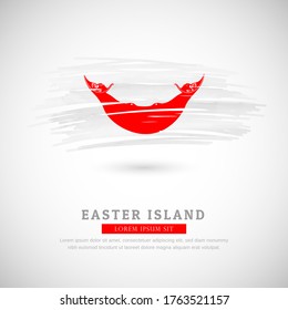 Brush flag of Easter Island country. Happy national day of Easter Island with grungy flag background