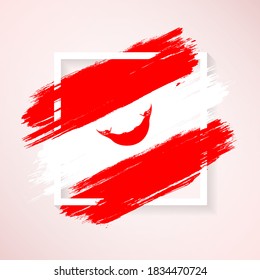 Brush flag of Easter Island with grunge abstract brush stroke on white frame background