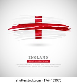 Brush flag of England country. Happy independence day of England with grungy flag background