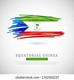 Brush flag of Equatorial Guinea country. Happy independence day of Equatorial Guinea with grungy flag background