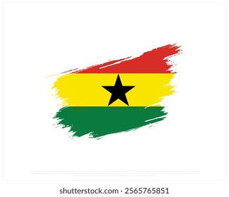 Brush flag of GHANA on a white background, Editable Vector illustration of GHANA flag, National Day design, Brush Flag of Ghana flat design, National Day of Ghana