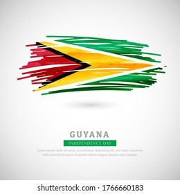 Brush flag of Guyana country. Happy independence day of Guyana with grungy flag background