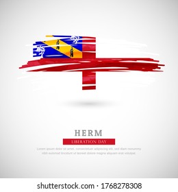 Brush flag of Herm country. Happy independence day of Herm with grungy flag background