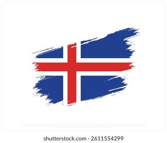 Brush flag of ICELAND on a white background, Editable Vector illustration of ICELAND flag, National Day design, Brush Flag of ICELAND flat design, National Day of ICELAND