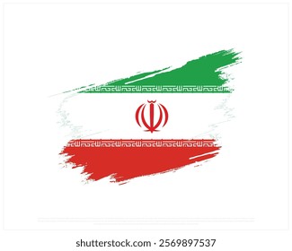 Brush flag of IRAN on a white background, Editable Vector illustration of IRAN flag, National Day design, Brush Flag of Iran flat design, National Day of Iran
