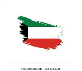 Brush flag of KUWAIT on a white background, Editable Vector illustration of KUWAIT flag, National Day design, Brush Flag of Kuwait flat design, National Day of Kuwait