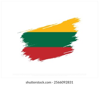 Brush flag of LITHUANIA on a white background, Editable Vector illustration of LITHUANIA flag, National Day design, Brush Flag of Lithuania flat design, National Day of Lithuania