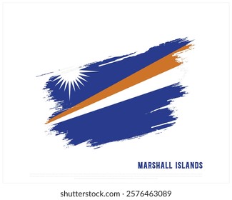 Brush flag of MARSHALL ISLANDS on a white background, Editable Vector illustration of MARSHALL ISLANDS flag, National Day design, Brush Flag of Marshall Islands flat design, National Day