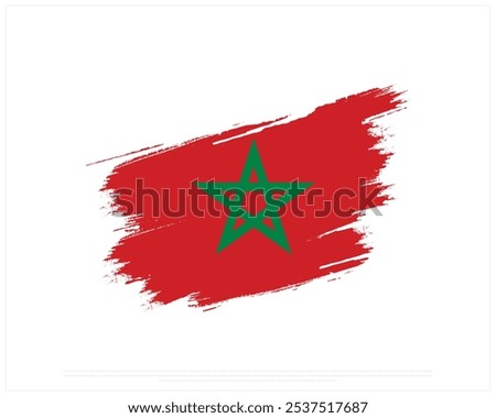 Brush flag of Morocco on a white background, National Day of Morocco, Morocco, Editable Vector illustration of Morocco flag, Independence Day design, Vector Design of brush Flag