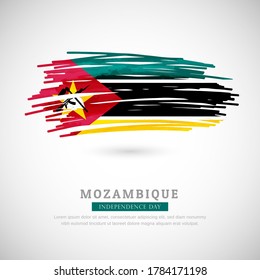 Brush flag of Mozambique country. Happy independence day of Mozambique with grungy flag background