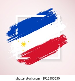 Pinselflagge auf den Philippinen mit farbigem abstraktem Pinselstrich auf weißem Hintergrund