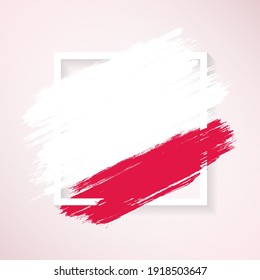 Brush flag of Poland with grunge abstract brush stroke on white frame background