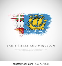 Brush flag of Saint Pierre and Miquelon vector illustration. abstract concept of national brush flag background. brush stroke background.