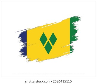 Bandera del cepillo de San Vicente y las Granadinas en un fondo blanco, Día Nacional de San Vicente y las Granadinas, San Vicente y las Granadinas, Ilustración vectorial editable de la bandera del cepillo