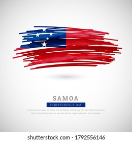 Brush flag of Samoa country. Happy independence day of Samoa with grungy flag background