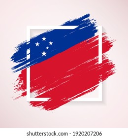 Pinselflagge von Samoa mit farbigem abstraktem Pinselstrich auf weißem Hintergrund