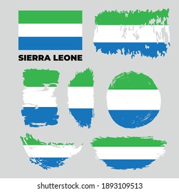 Brush flag of Sierra Leone country. Happy independence day of Sierra Leone with grungy flag background. Vector illustration