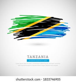 Brush flag of Tanzania country. Happy independence day of Tanzania with grungy flag background